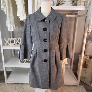 AB Studio Women's sz. 4 black & grey marled long line blazer, jacket; #1875